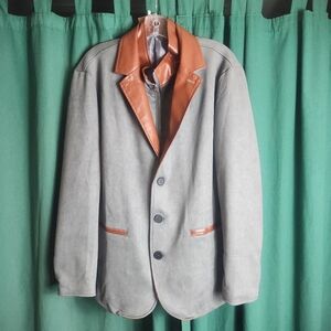 'Manly' Gray and Brown Men's Jacket Size M (Cotton/ Linen)